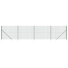 vidaXL Maschendrahtzaun mit Bodenhülsen Grün 1,4x10 m