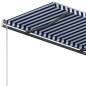 Gelenkarmmarkise Automatisch mit Pfosten 4,5x3 m Blau und Weiß Gelenkarmmarkise Automatisch mit Pfosten 4,5x3 m Blau und Weiß