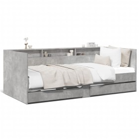 vidaXL Tagesbett mit Schubladen Betongrau 75x190 cm Holzwerkstoff