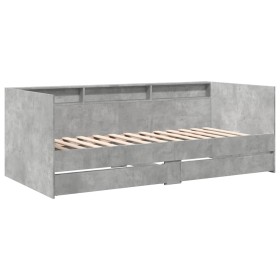 vidaXL Tagesbett mit Schubladen Betongrau 75x190 cm Holzwerkstoff