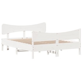 vidaXL Massivholzbett mit Kopfteil Weiß 140x190 cm Kiefer
