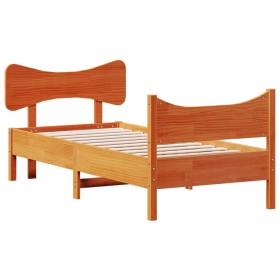 vidaXL Massivholzbett mit Kopfteil Wachsbraun 90x190 cm Kiefer