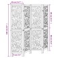 vidaXL 4-tlg. Raumteiler Weiß Massivholz Paulownia vidaXL 4-tlg. Raumteiler Weiß Massivholz Paulownia