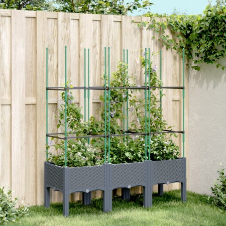 vidaXL Pflanzkübel mit Rankgitter Grau 120x40x142,5 cm PP