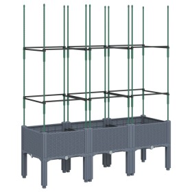 vidaXL Pflanzkübel mit Rankgitter Grau 120x40x142,5 cm PP