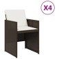 vidaXL Gartenstühle mit Kissen 4 Stk. Braun Poly Rattan vidaXL Gartenstühle mit Kissen 4 Stk. Braun Poly Rattan