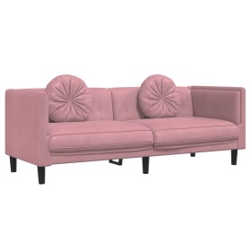 vidaXL Sofa mit Kissen 3-Sitzer Rosa Samt