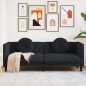 vidaXL Sofa mit Kissen 3-Sitzer Schwarz Samt vidaXL Sofa mit Kissen 3-Sitzer Schwarz Samt