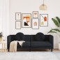 vidaXL Sofa mit Kissen 3-Sitzer Schwarz Samt vidaXL Sofa mit Kissen 3-Sitzer Schwarz Samt
