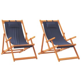 vidaXL Strandstühle 2 Stk. Klappbar Blau Stoff