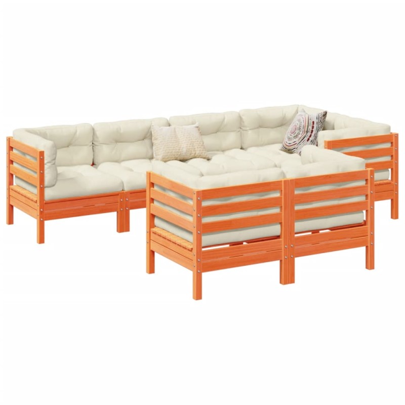 vidaXL 7-tlg. Garten-Sofagarnitur mit Kissen Wachsbraun Kiefernholz vidaXL 7-tlg. Garten-Sofagarnitur mit Kissen Wachsbraun Kiefernholz