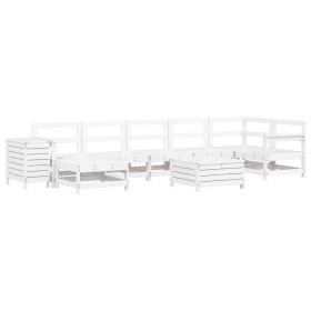 vidaXL 9-tlg. Garten-Sofagarnitur Weiß Massivholz Kiefer
