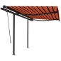 vidaXL Markise Manuell Einziehbar mit Pfosten 3,5x2,5 m Orange & Braun vidaXL Markise Manuell Einziehbar mit Pfosten 3,5x2,5 m Orange & Braun