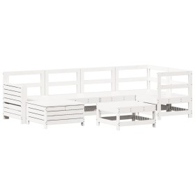 vidaXL 7-tlg. Garten-Sofagarnitur Weiß Massivholz Kiefer