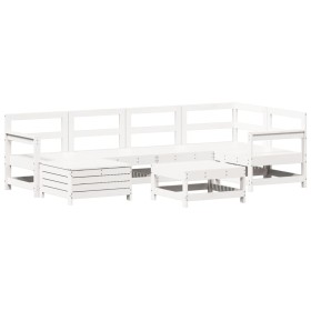 vidaXL 7-tlg. Garten-Sofagarnitur Weiß Massivholz Kiefer