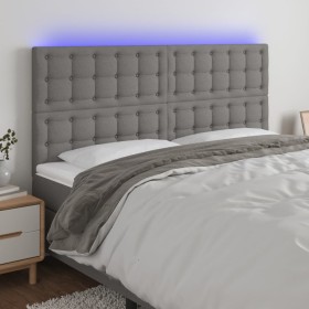 vidaXL LED Kopfteil Dunkelgrau 180x5x118/128 cm Stoff