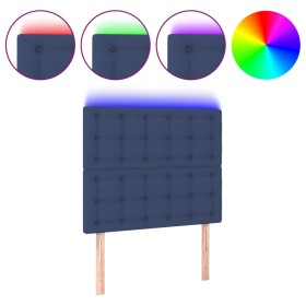 vidaXL LED Kopfteil Blau 90x5x118/128 cm Stoff 