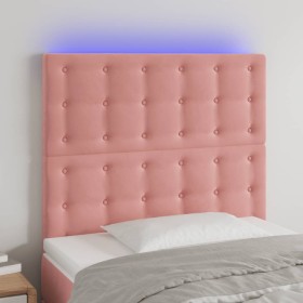 vidaXL LED Kopfteil Rosa 90x5x118/128 cm Samt
