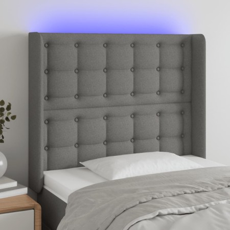 vidaXL LED Kopfteil Dunkelgrau 93x16x118/128 cm Stoff