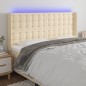 vidaXL LED Kopfteil Creme 183x16x118/128 cm Stoff vidaXL LED Kopfteil Creme 183x16x118/128 cm Stoff