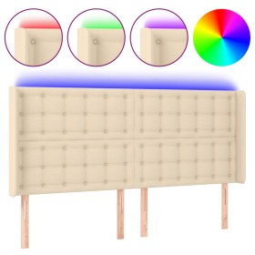 vidaXL LED Kopfteil Creme 183x16x118/128 cm Stoff