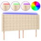 vidaXL LED Kopfteil Creme 183x16x118/128 cm Stoff vidaXL LED Kopfteil Creme 183x16x118/128 cm Stoff