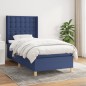 vidaXL Boxspringbett mit Matratze Blau 90x200 cm Stoff vidaXL Boxspringbett mit Matratze Blau 90x200 cm Stoff