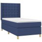 vidaXL Boxspringbett mit Matratze Blau 90x190 cm Stoff vidaXL Boxspringbett mit Matratze Blau 90x190 cm Stoff