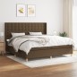 vidaXL Boxspringbett mit Matratze Dunkelbraun 200x200 cm Stoff vidaXL Boxspringbett mit Matratze Dunkelbraun 200x200 cm Stoff