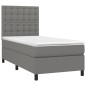 vidaXL Boxspringbett mit Matratze & LED Dunkelgrau 90x200 cm Stoff vidaXL Boxspringbett mit Matratze & LED Dunkelgrau 90x200 cm Stoff