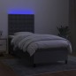 vidaXL Boxspringbett mit Matratze & LED Dunkelgrau 90x200 cm Stoff vidaXL Boxspringbett mit Matratze & LED Dunkelgrau 90x200 cm Stoff