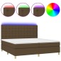 vidaXL Boxspringbett mit Matratze & LED Dunkelbraun 200x200 cm Stoff vidaXL Boxspringbett mit Matratze & LED Dunkelbraun 200x200 cm Stoff
