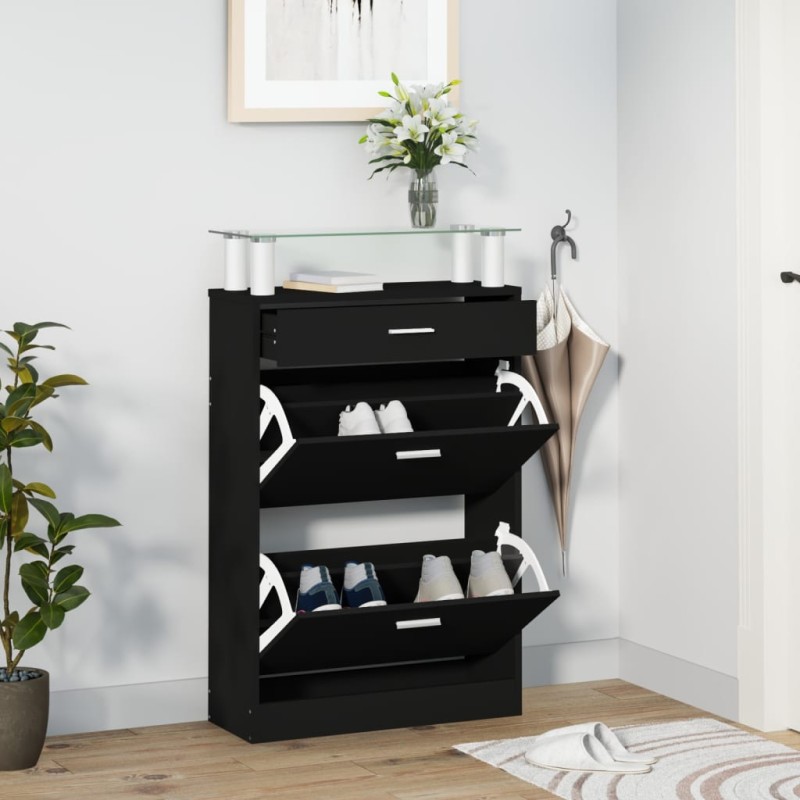 vidaXL Schuhschrank Schwarz 63x24x104 cm Holzwerkstoff vidaXL Schuhschrank Schwarz 63x24x104 cm Holzwerkstoff