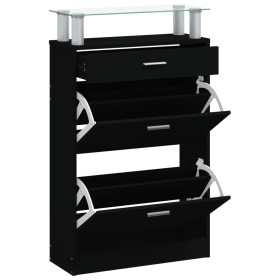 vidaXL Schuhschrank Schwarz 63x24x104 cm Holzwerkstoff