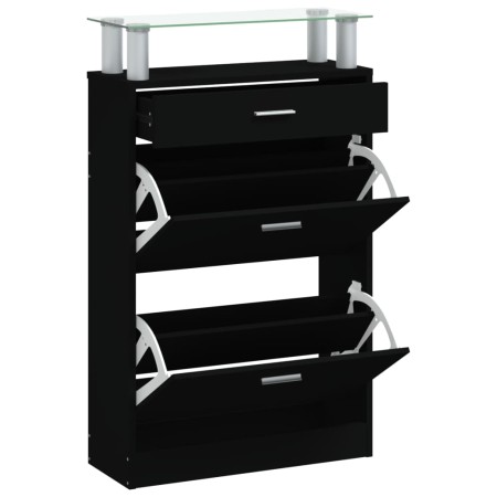 vidaXL Schuhschrank Schwarz 63x24x104 cm Holzwerkstoff