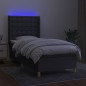 vidaXL Boxspringbett mit Matratze & LED Dunkelgrau 90x200 cm Stoff vidaXL Boxspringbett mit Matratze & LED Dunkelgrau 90x200 cm Stoff