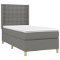 vidaXL Boxspringbett mit Matratze & LED Dunkelgrau 90x200 cm Stoff vidaXL Boxspringbett mit Matratze & LED Dunkelgrau 90x200 cm Stoff