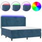 vidaXL Boxspringbett mit Matratze & LED Dunkelblau 180x200 cm Samt vidaXL Boxspringbett mit Matratze & LED Dunkelblau 180x200 cm Samt