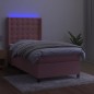 vidaXL Boxspringbett mit Matratze & LED Rosa 90x200 cm Samt vidaXL Boxspringbett mit Matratze & LED Rosa 90x200 cm Samt