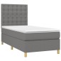 vidaXL Boxspringbett mit Matratze Dunkelgrau 90x200 cm Stoff vidaXL Boxspringbett mit Matratze Dunkelgrau 90x200 cm Stoff