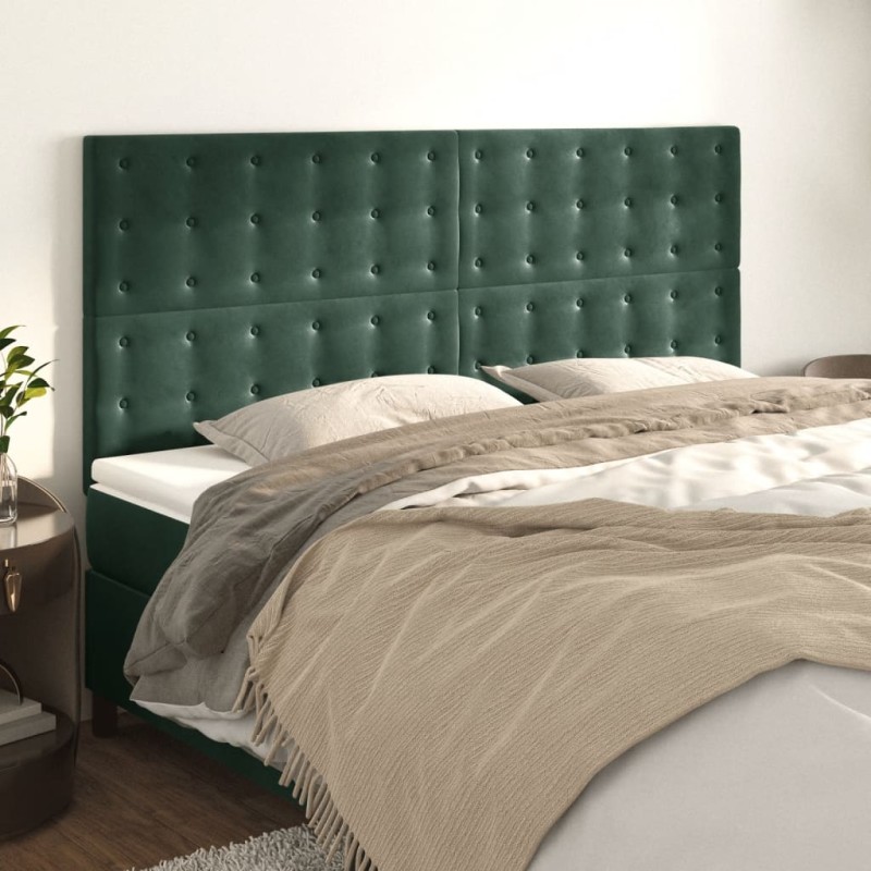 vidaXL Kopfteile 4 Stk. Dunkelgrün 90x5x78/88 cm Samt vidaXL Kopfteile 4 Stk. Dunkelgrün 90x5x78/88 cm Samt