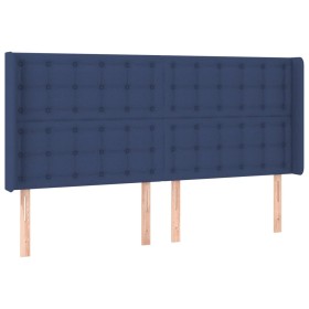 vidaXL Kopfteil mit Ohren Blau 183x16x118/128 cm Stoff