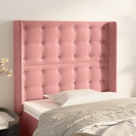 vidaXL Kopfteil mit Ohren Rosa 93x16x118/128 cm Samt