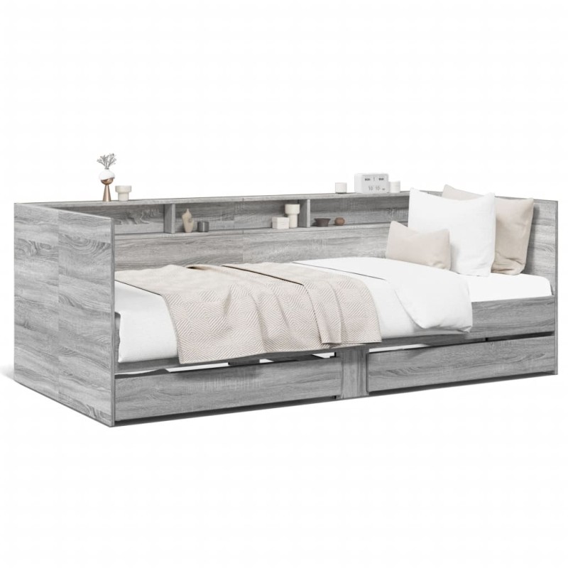 vidaXL Tagesbett mit Schubladen Grau Sonoma 75x190 cm Holzwerkstoff vidaXL Tagesbett mit Schubladen Grau Sonoma 75x190 cm Holzwerkstoff