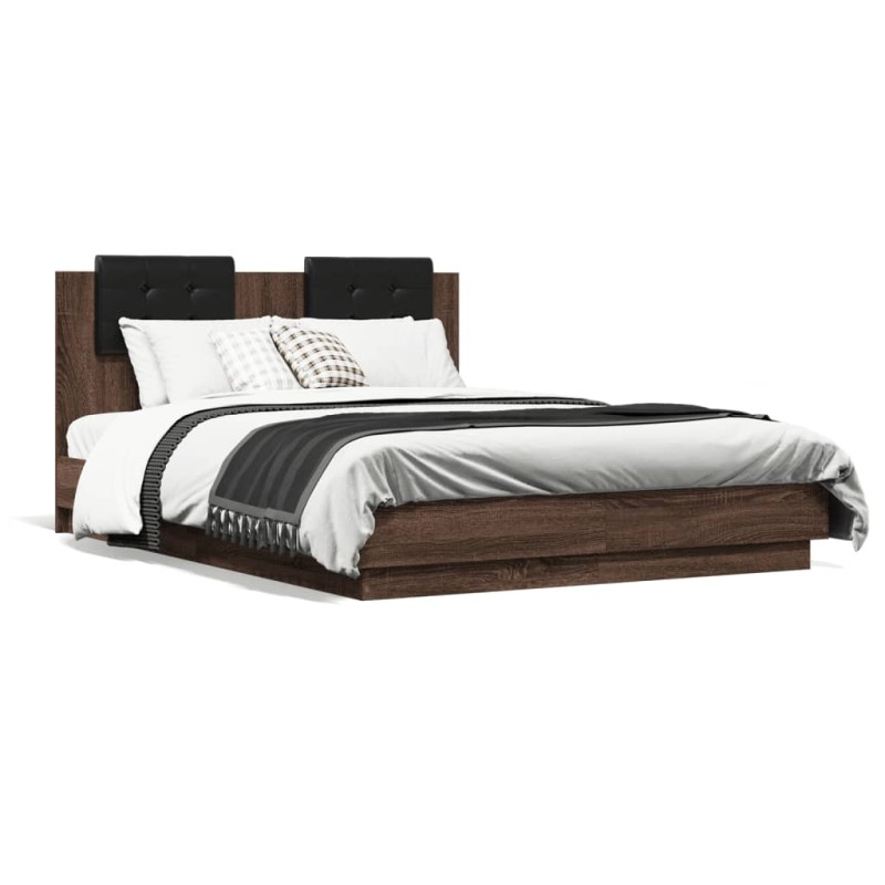vidaXL Bettgestell mit Kopfteil Braun Eichen-Optik 120x190 cm vidaXL Bettgestell mit Kopfteil Braun Eichen-Optik 120x190 cm