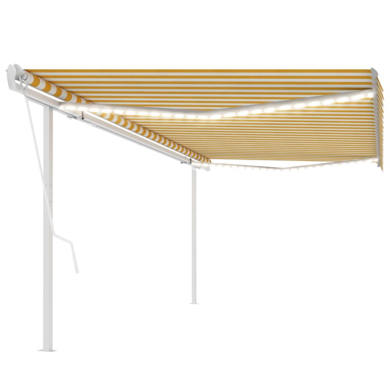 vidaXL Automatische Markise mit LED & Windsensor 5x3,5 m Gelb und Weiß vidaXL Automatische Markise mit LED & Windsensor 5x3,5 m Gelb und Weiß