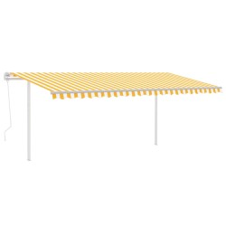 vidaXL Automatische Markise mit LED & Windsensor 5x3,5 m Gelb und Weiß