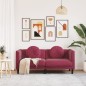 vidaXL Sofa mit Kissen 2-Sitzer Weinrot Samt vidaXL Sofa mit Kissen 2-Sitzer Weinrot Samt