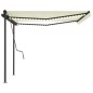 vidaXL Markise Manuell Einziehbar mit LED 4,5x3 m Creme vidaXL Markise Manuell Einziehbar mit LED 4,5x3 m Creme