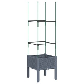 vidaXL Pflanzkübel mit Rankgitter Grau 40x40x142,5 cm PP